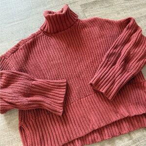 Madewell Ribbed Turtleneck Sweater - Deep Rose